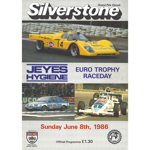1986 Silverstone Euro Trophy Raceday Meeting (08/06/1986) Motor Racing Programme