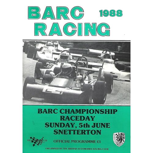 1988 Snetterton BARC Championship Race Meeting (05/06/1988) Motor Racing Programme