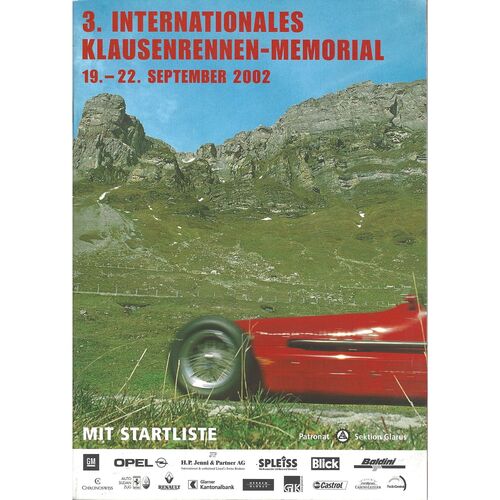 2002 Klausenrennen-Memorial (3rd International) (19-22/09/2002) Motor Racing Programme and Timing Sheets