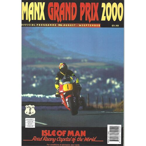 2000 Manx Grand Prix Motor Cycle Racing Programme & Racecard