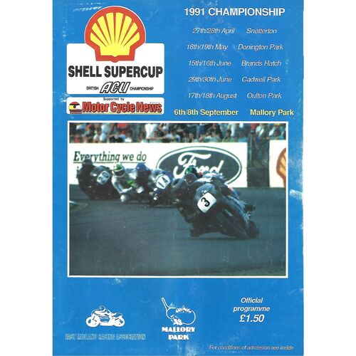 1991 Mallory Park British ACU Championship Race Meeting (06-08/09/1991) Motor Cycle Racing Programme