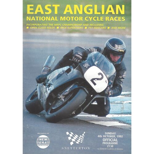 1992 Snetterton East Anglian National Motor Cycle Race Meeting (04/10/1992) Motor Cycle Racing Programme