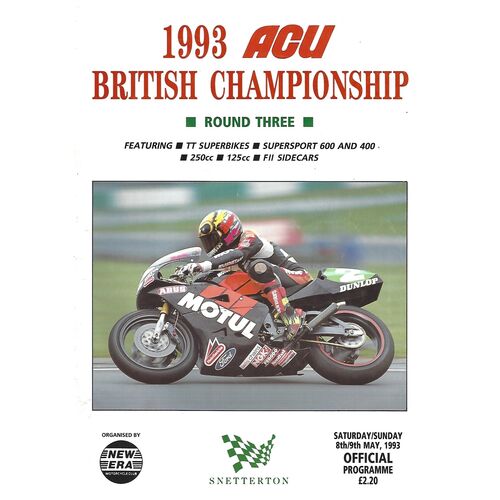 1993 Snetterton British ACU Championship Race Meeting (08-09/05/1993) Motor Cycle Racing Programme