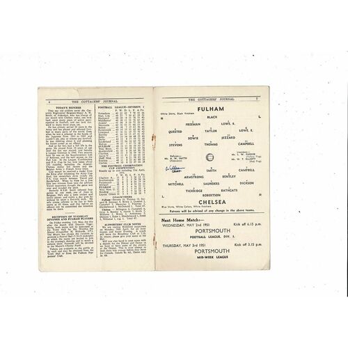1950/51 Fulham v Chelsea Football Programme