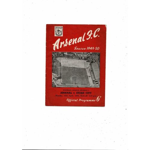 1949/50 Arsenal v Stoke City Football Programme