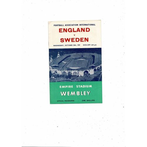 1959 England v Sweden Football Programme