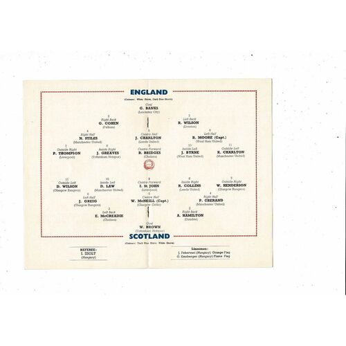 1965 England v Scotland Football Programme