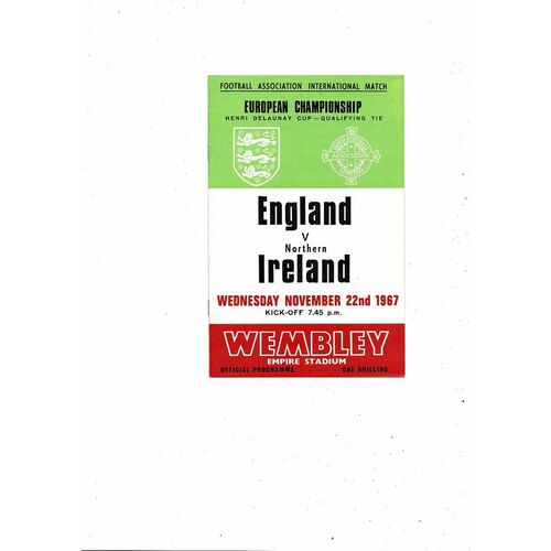 1967 England v Northern Ireland Football Programme