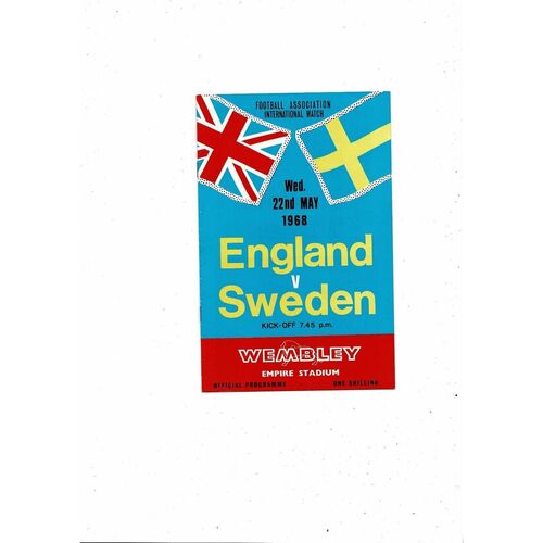 1968 England v Sweden Football Programme