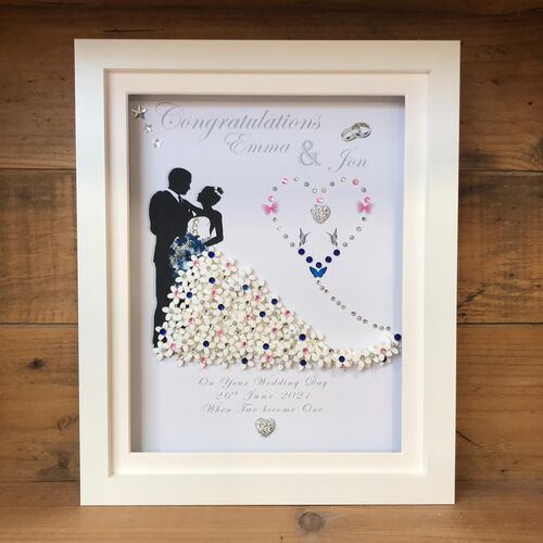 Personalised 3D Wedding Dress Keepsake Frame with LED Lights | Unique Wedding Gift