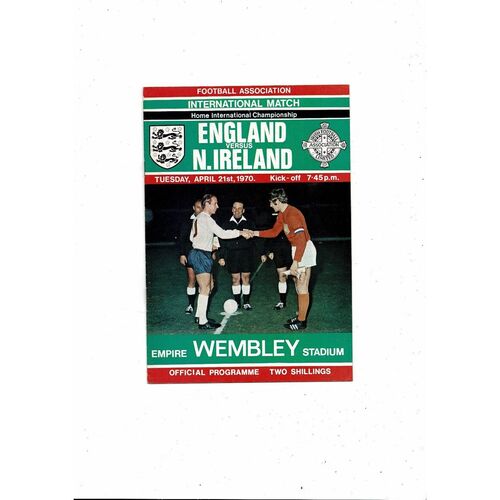 1970 England v Northern Ireland Football Programme
