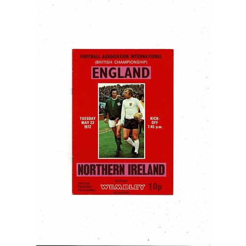 1972 England v Northern Ireland Football Programme