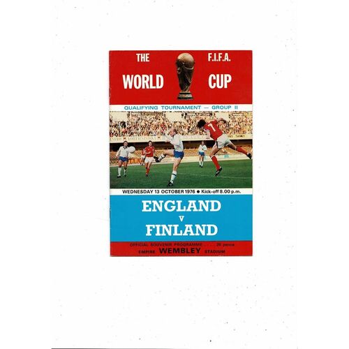 1976 England v Finland Football Programme