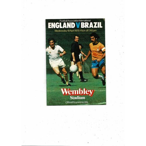 1978 England v Brazil Football Programme