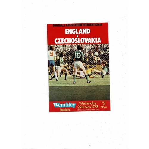 1978 England v Czechoslovakia Football Programme