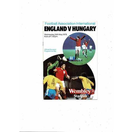 1978 England v Hungary Football Programme