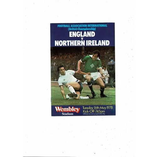 1978 England v Northern Ireland Football Programme