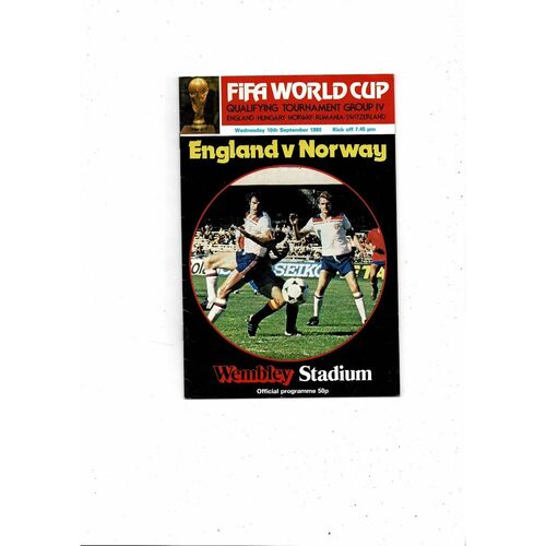 1980 England v Norway Football Programme