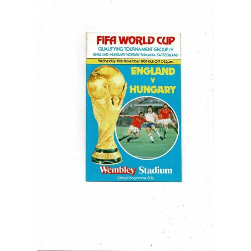 1981 England v Hungary Football Programme