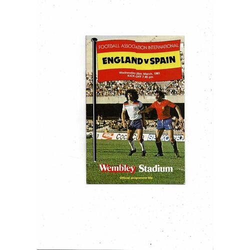 1981 England v Spain Football Programme