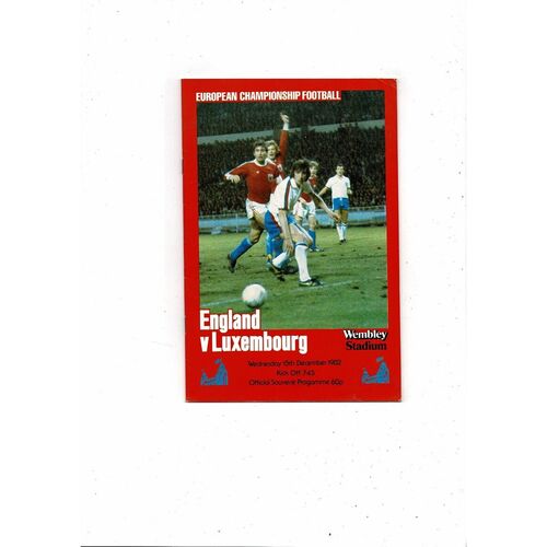 1982 England v Luxembourg Football Programme