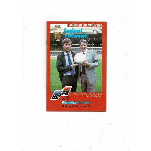 1983 England v Denmark Football Programme