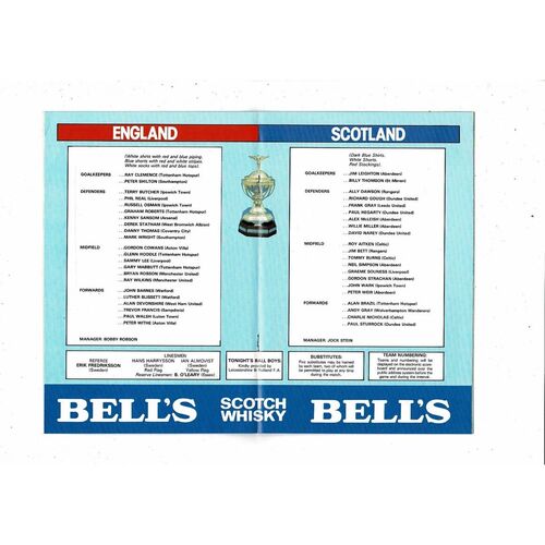 1983 England v Scotland Football Programme