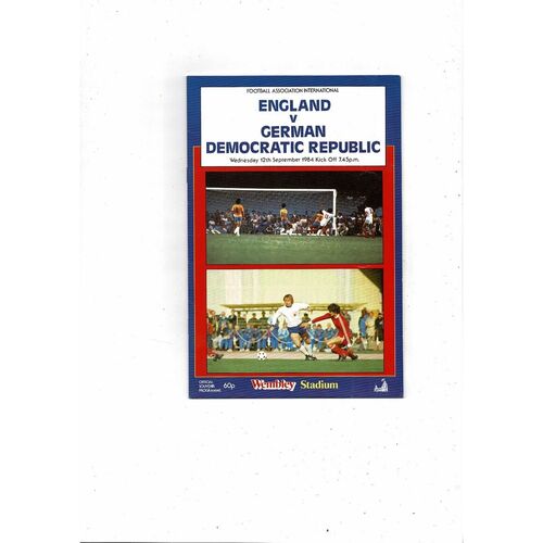 1984 England v GDR Football Programme