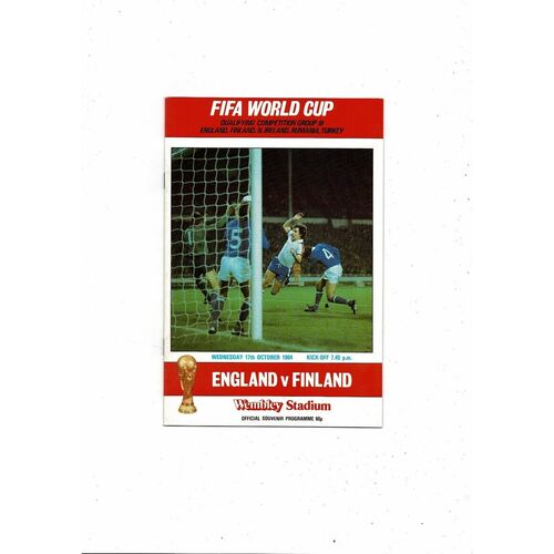 1984 England v Finland Football Programme