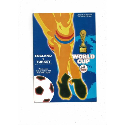 1985 England v Turkey Football Programme