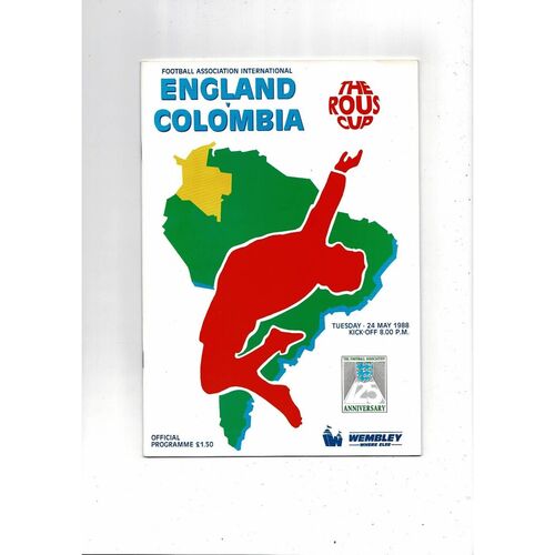 1988 England v Colombia Football Programme