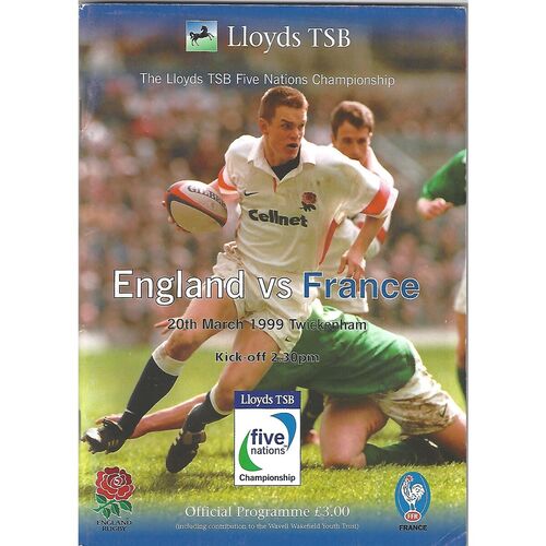 1999 England v France Five Nations Rugby Union Programme