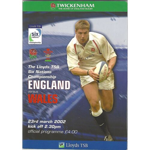 2002 England v Wales Six Nations Rugby Union Programme