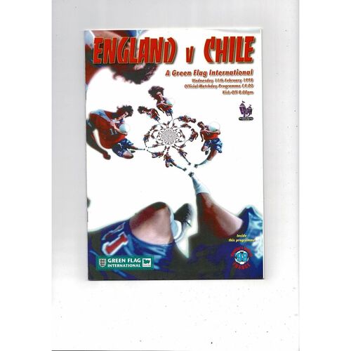 1998 England v Chile Football Programme