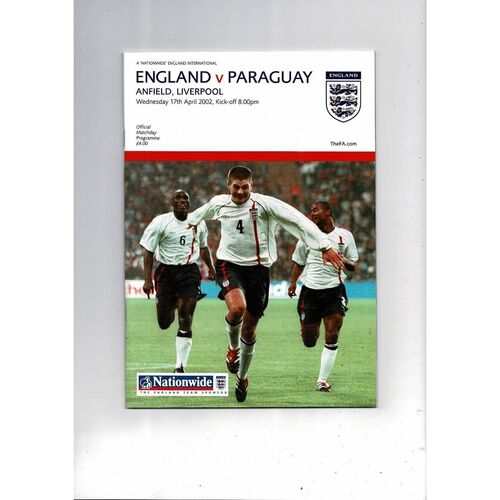 2002 England v Paraguay Football Programme