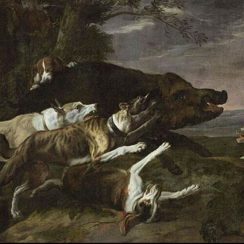 Hounds Assailing a Boar
