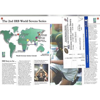 2001 London Sevens IRB World Sevens Series Rugby Union Programme & Match Ticket