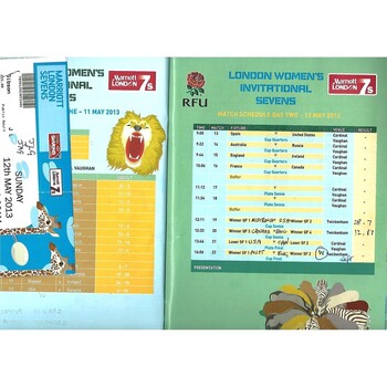 2013 London Sevens IRB World Sevens Series Rugby Union Programme & Match Ticket