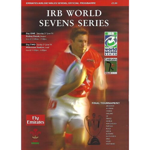 2001 Wales Sevens IRB World Sevens Series Rugby Union Programme & Match Ticket