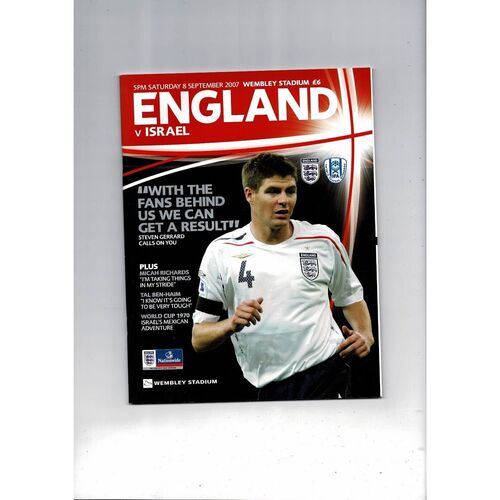 2007 England v Israel Football Programme