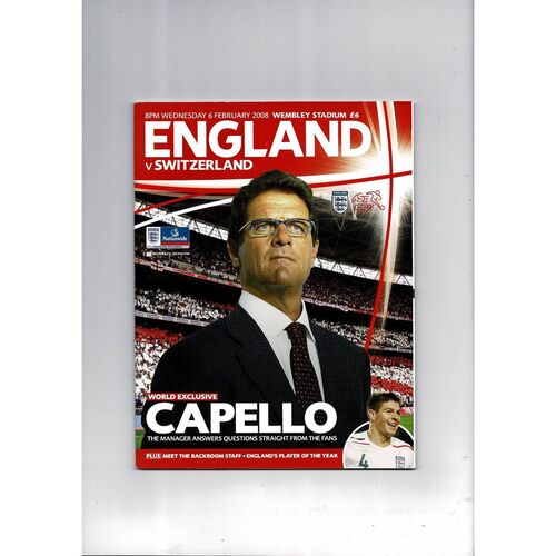 2008 England v Switzerland Football Programme