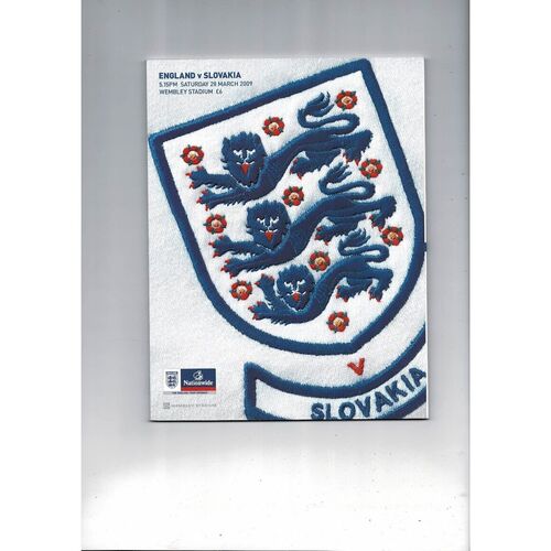 2009 England v Slovakia Football Programme