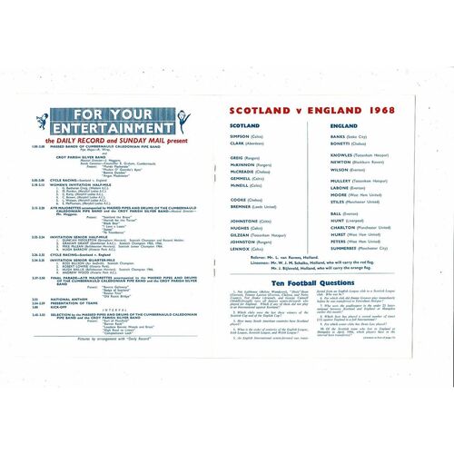 1968 Scotland v England Football Programme