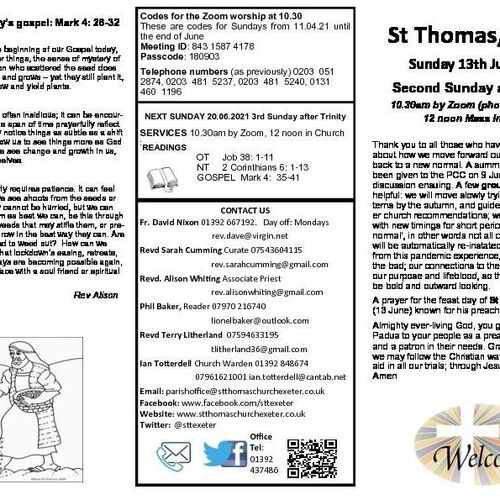Pew Sheet | The Parish of St Thomas, Exeter