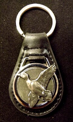 pewter/ leather Key fobs