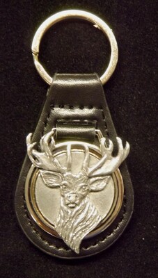 pewter/ leather Key fobs