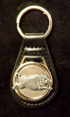 pewter/ leather Key fobs