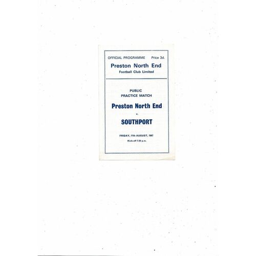 Preston v Southport Friendly Football Programme 1967/68