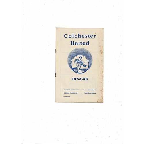 1955/56 Colchester United v Shrewsbury Town Football Programme