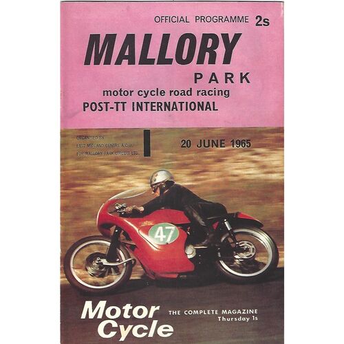 1965 Mallory Park Post T.T International Motor Cycle Race Meeting (20/06/1965) Motor Cycle Racing Programme